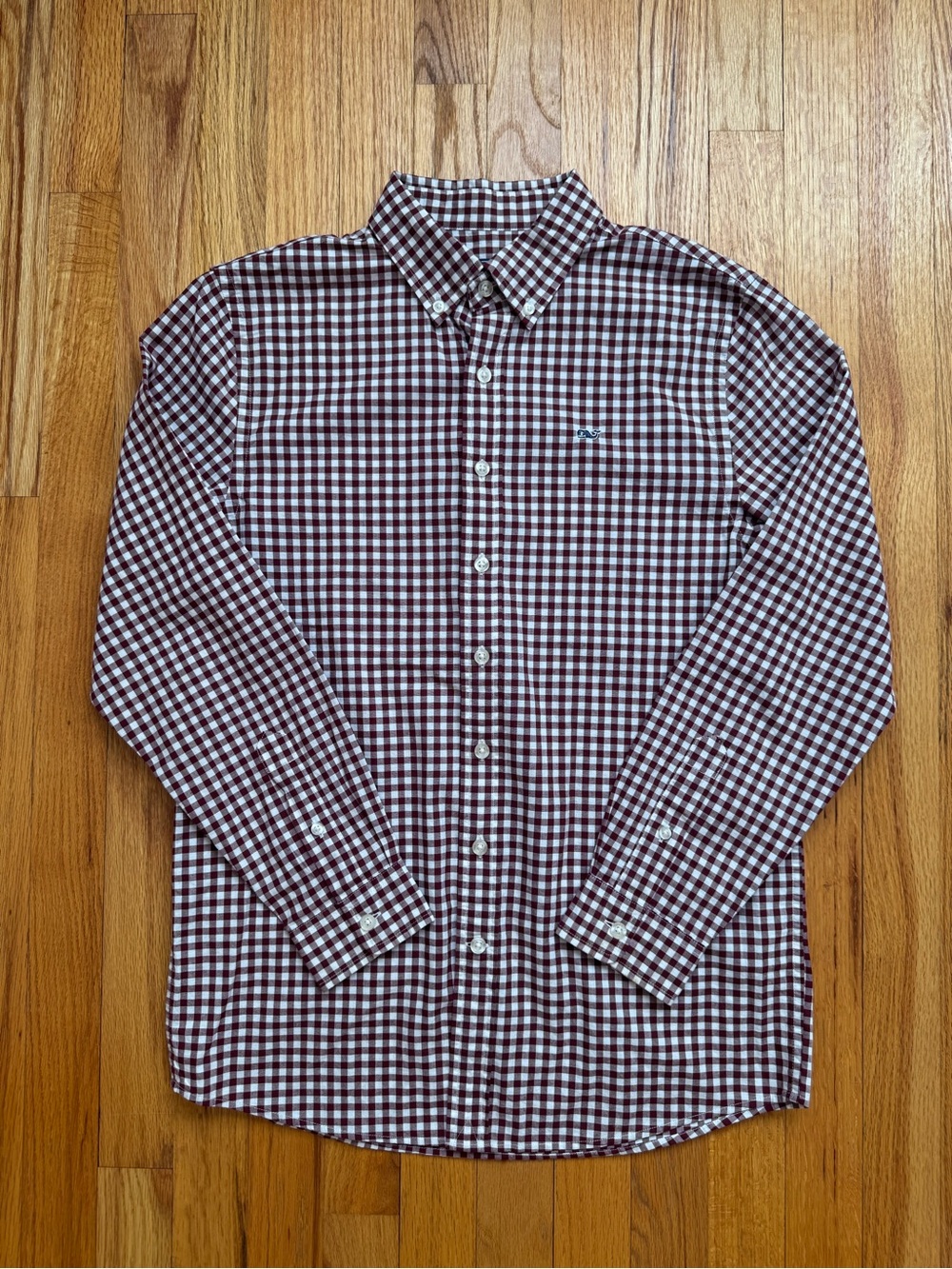 Vineyard Vines Boys' Burgundy & White Gingham Button-Down Shirt
